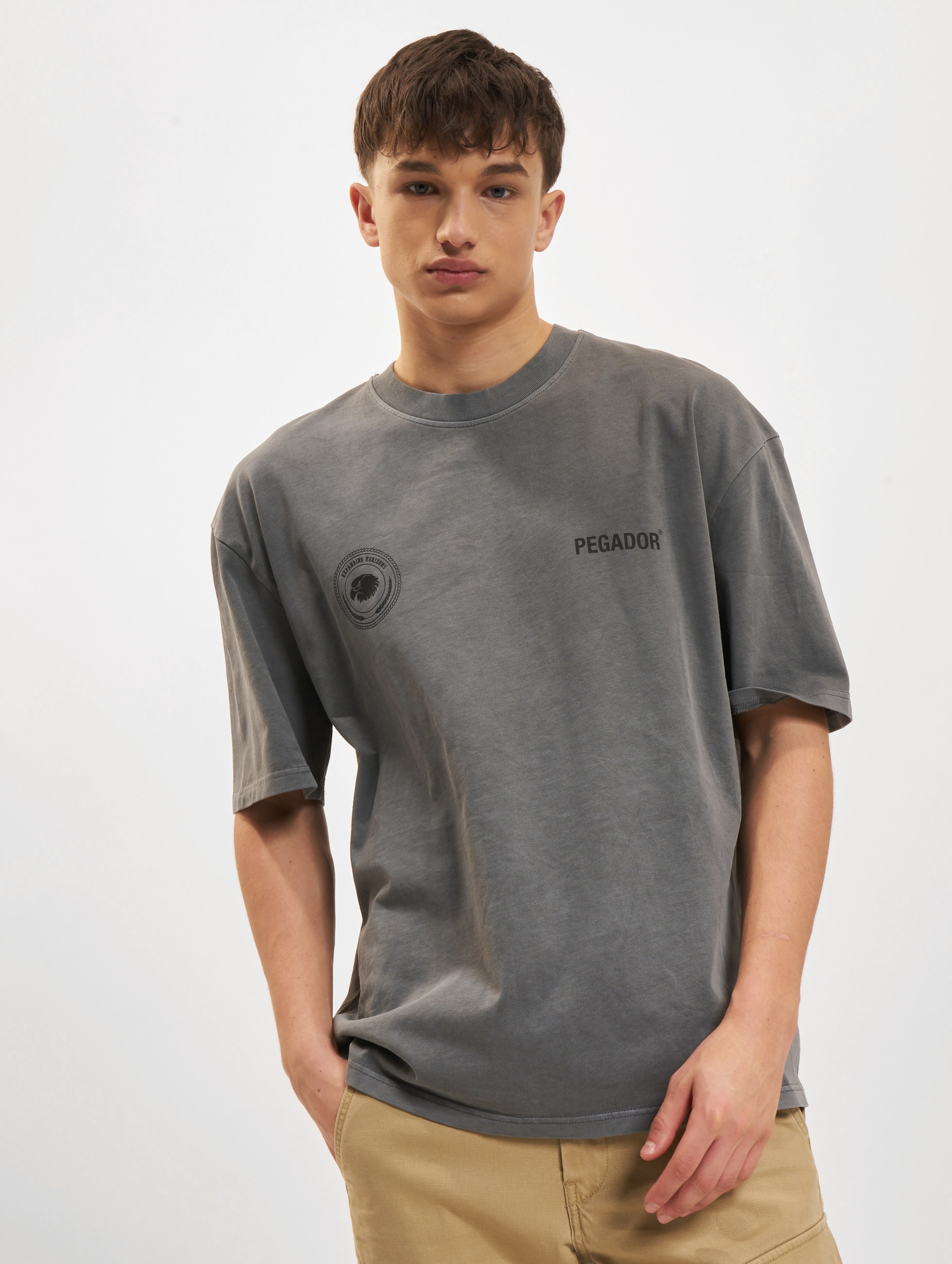 PEGADOR Gordan Oversized T-Shirts Mannen op kleur grijs, Maat M