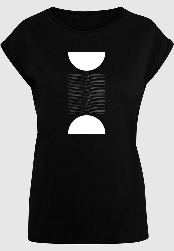 Ladies Abstract Lines Extended Shoulder Tee-2