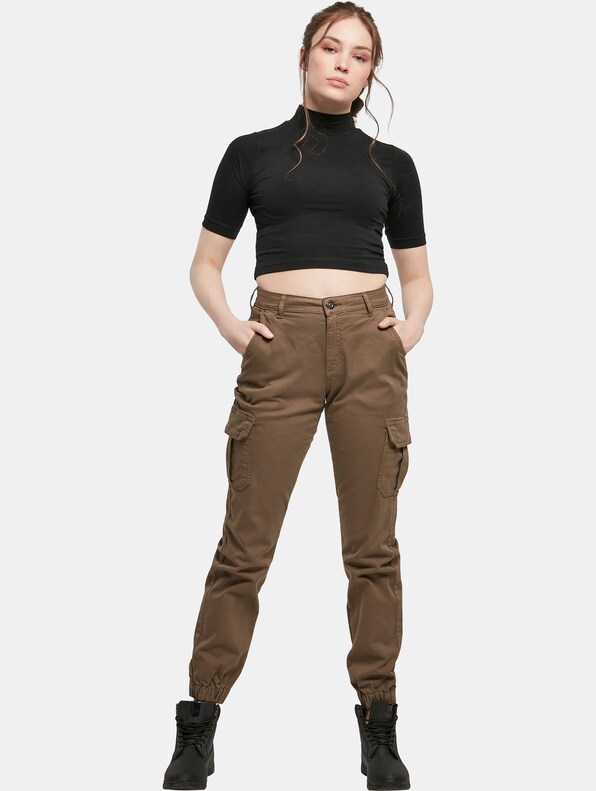 Ladies High Waist Cargo Pants-3