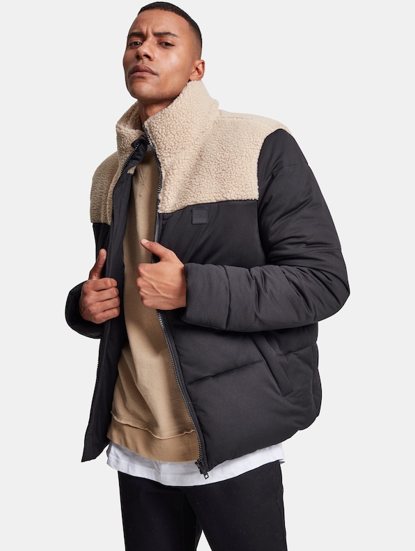 Sherpa Mix Boxy Puffer Jacket-0