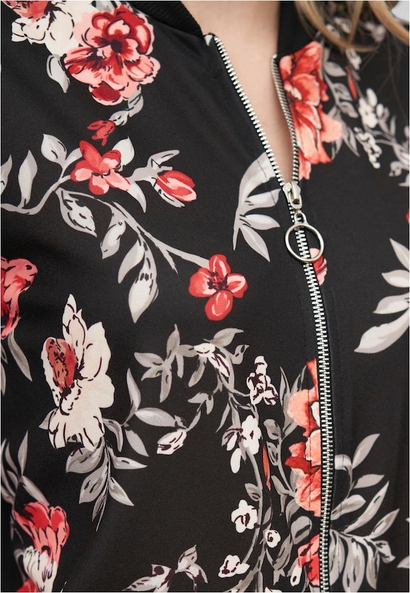 Cloud5ive Damen Blouson Bomberjacke mit Blumen Print-2