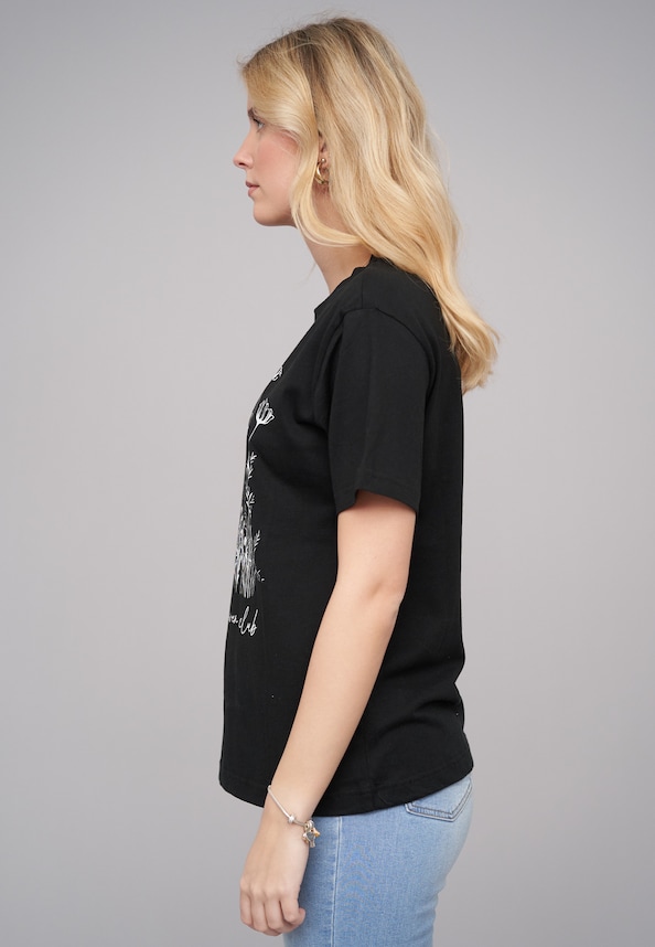 Ladies 77 Wildflower Black Tee-2
