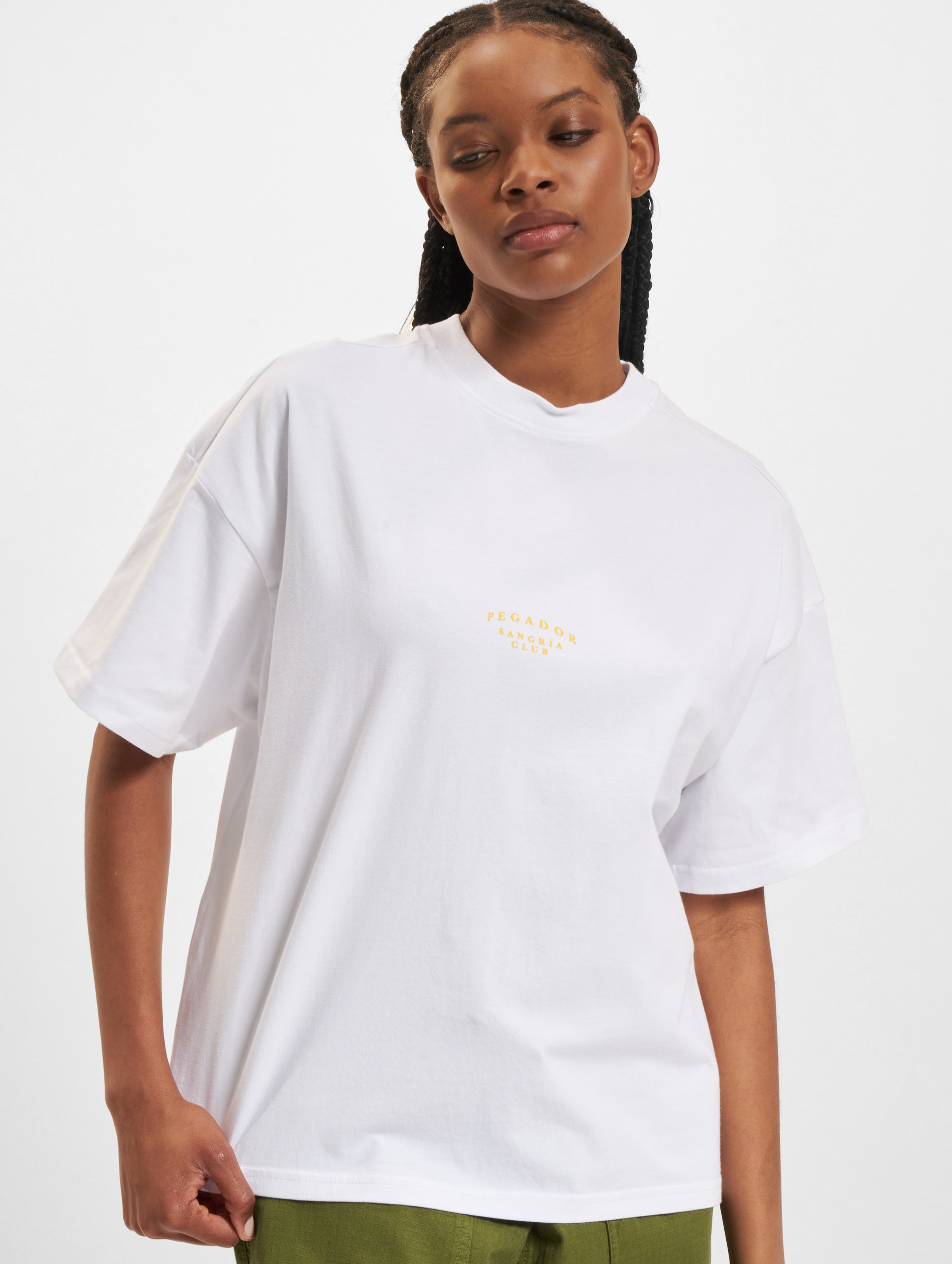 PEGADOR Pelo Heavy Oversized T-Shirts Frauen,Unisex op kleur wit, Maat S