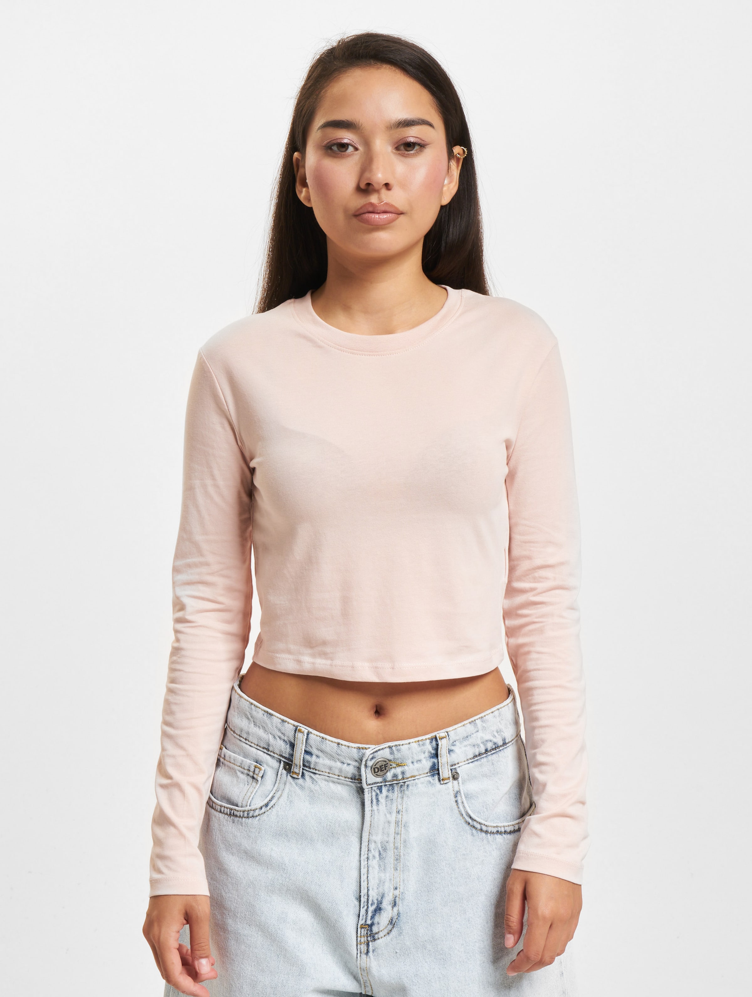 DEF Crop Longsleeves Frauen,Unisex op kleur roze, Maat XL