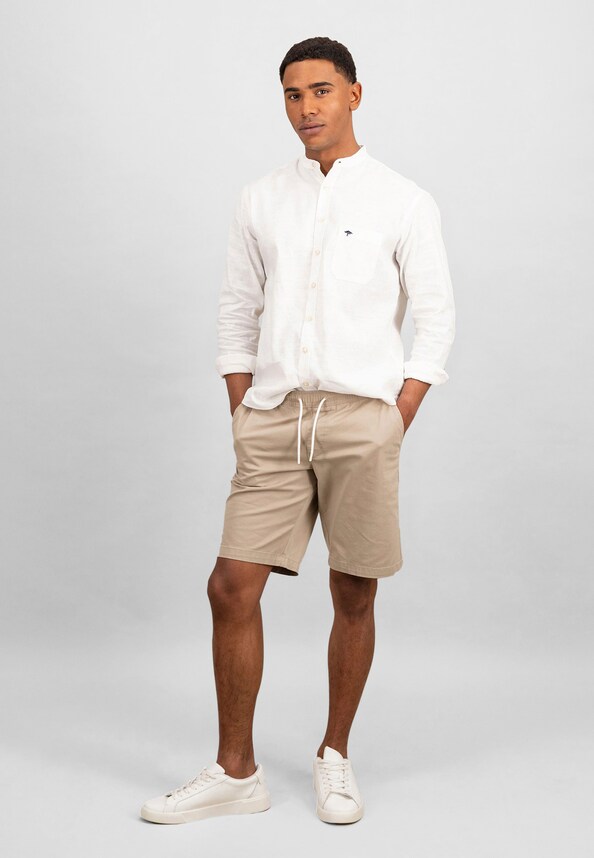 Cotton Linen Solid Stand-Up 1/1-1