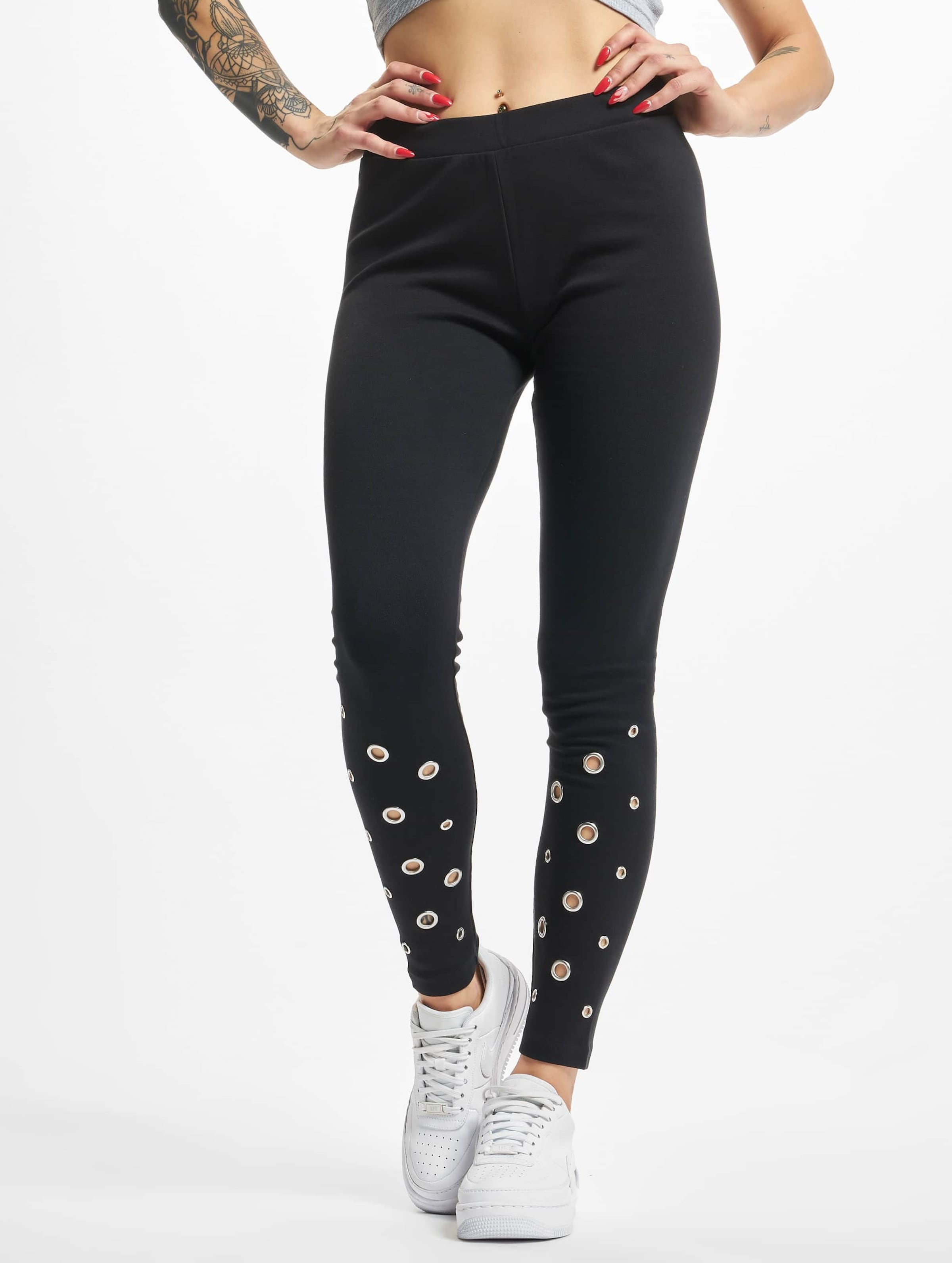 Urban Classics Ladies Eyelet Leggings Frauen,Unisex op kleur zwart, Maat XS