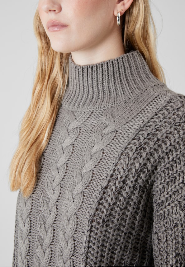 NMLORI L/S HIGH NECK CABLE KNIT DRESS-5