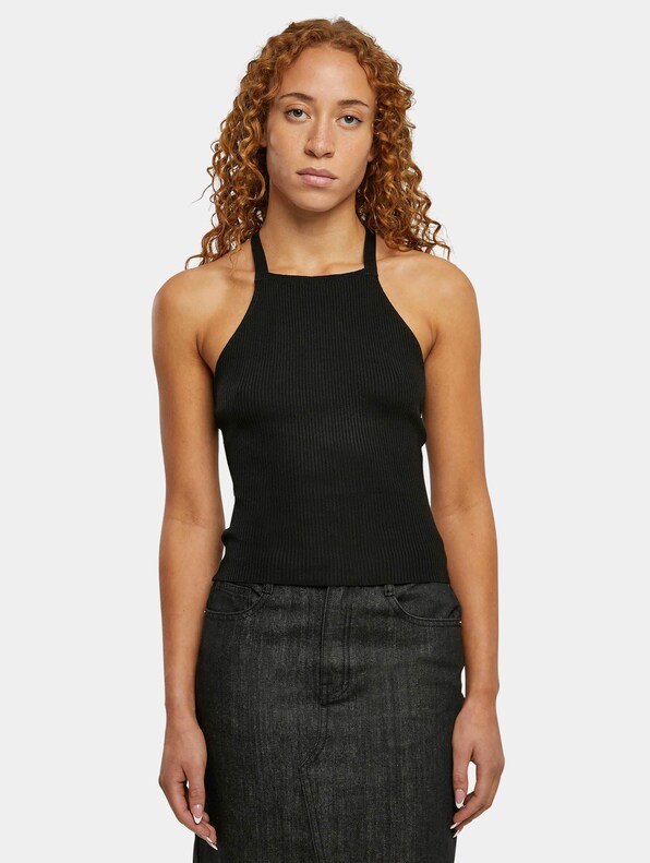 Rib Knit Crossed Back-0