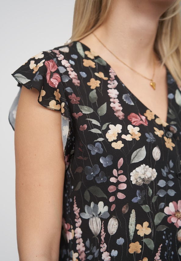 Blouse with buttons and floral print-5
