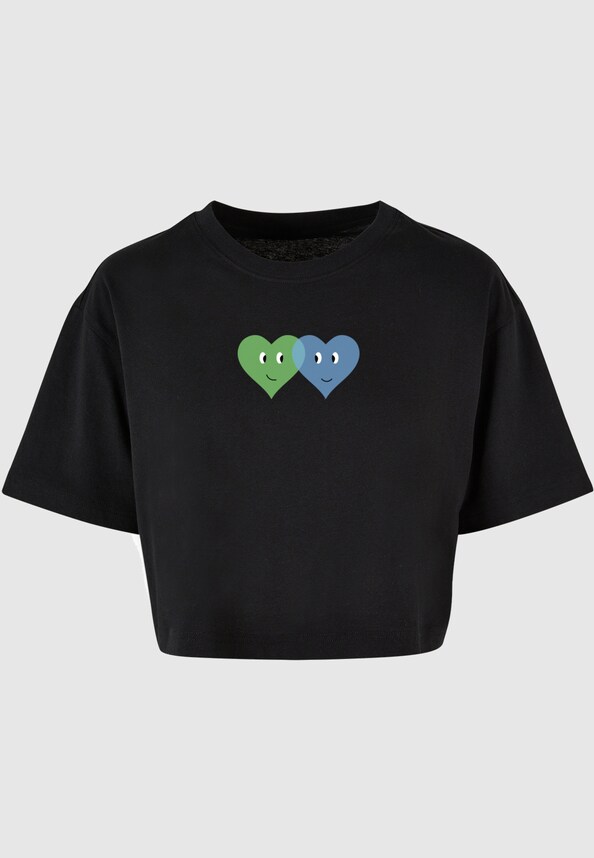 Ladies Hugs & Love - Two Hearts Short Oversized Tee-2