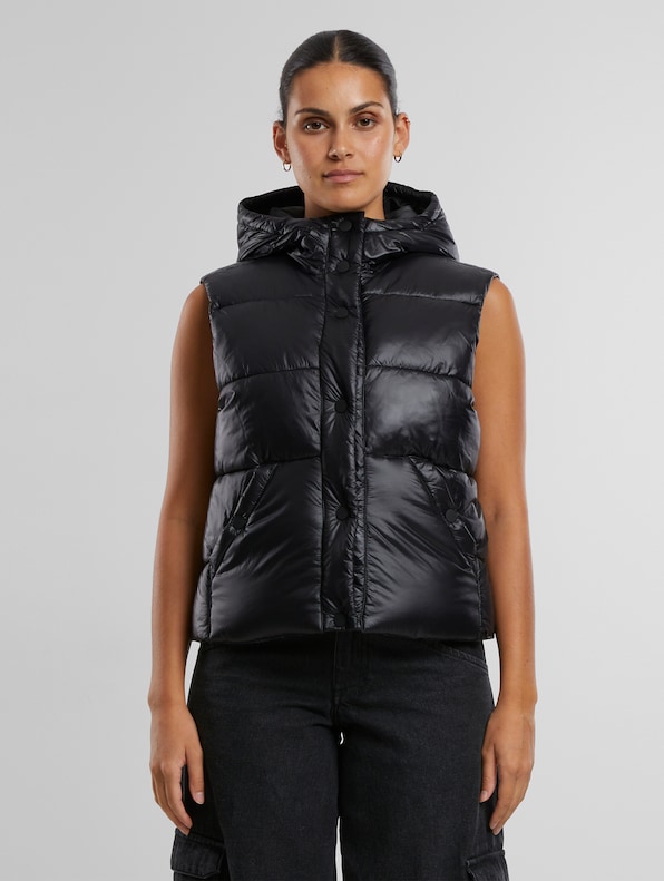 Ladies Recycled Shiny Puffer with Hood-2