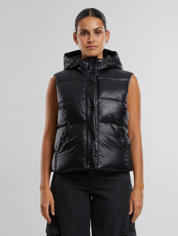 Ladies Recycled Shiny Puffer with Hood-2