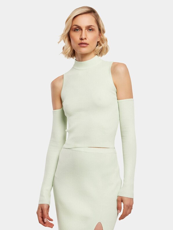 Ladies Rib Knit Cut Out Sleeve-0