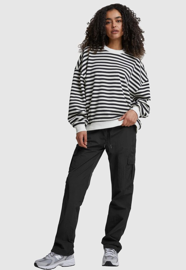 Ladies Oversized Striped Crewneck-3