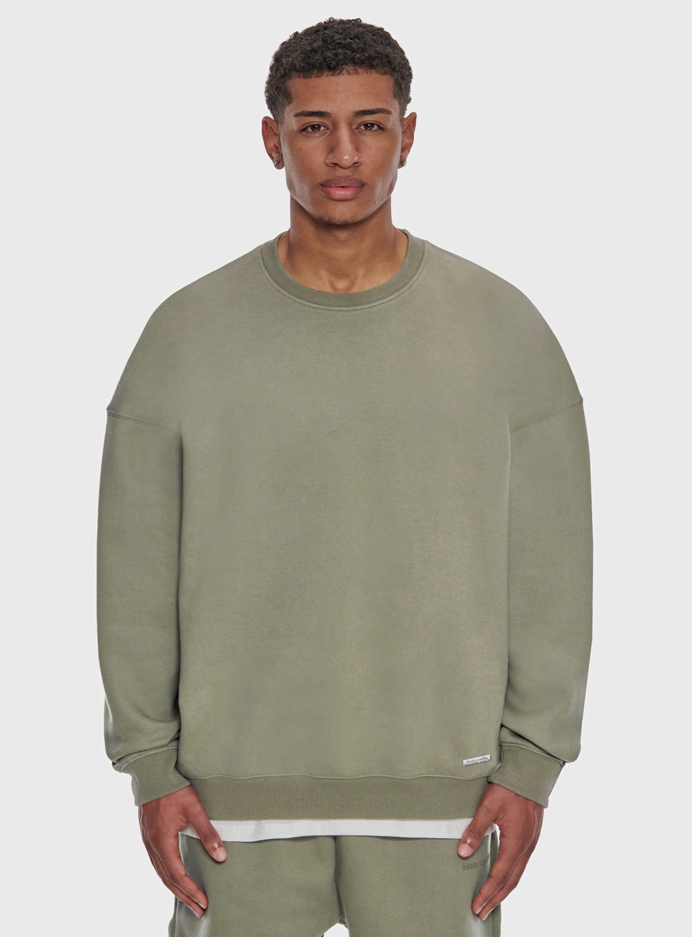 Bazix Republiq Super Heavy Blank Pullover Mannen op kleur olijf, Maat S