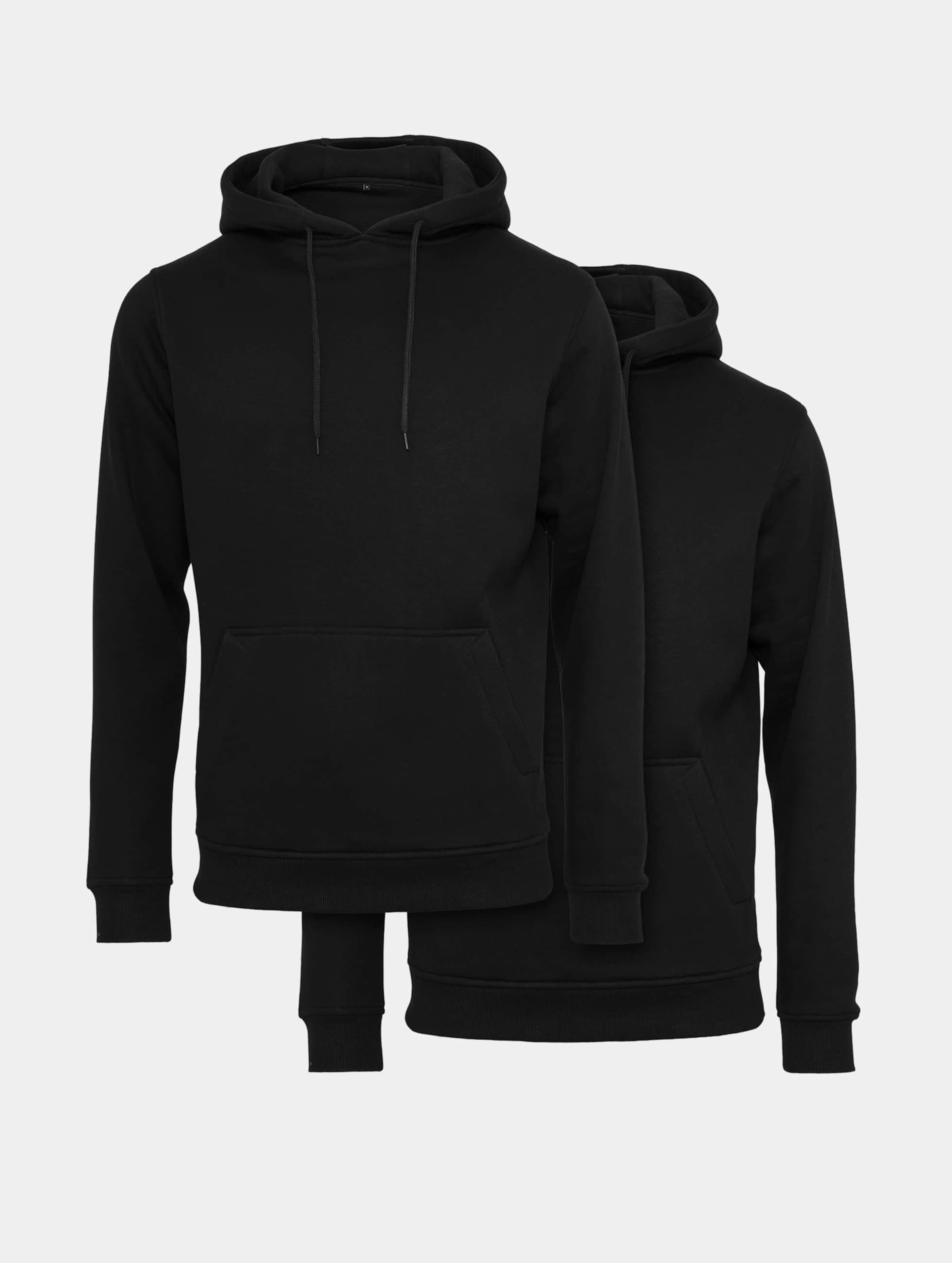 Build Your Brand Heavy Hoody 2-Pack Mannen op kleur zwart, Maat XL