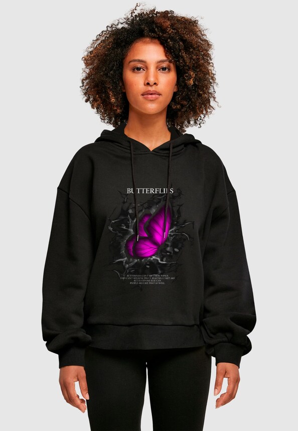 Ladies Butterflies Organic Oversized Hoody-0