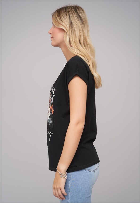 Ladies Good Things Coming Black Tee-2