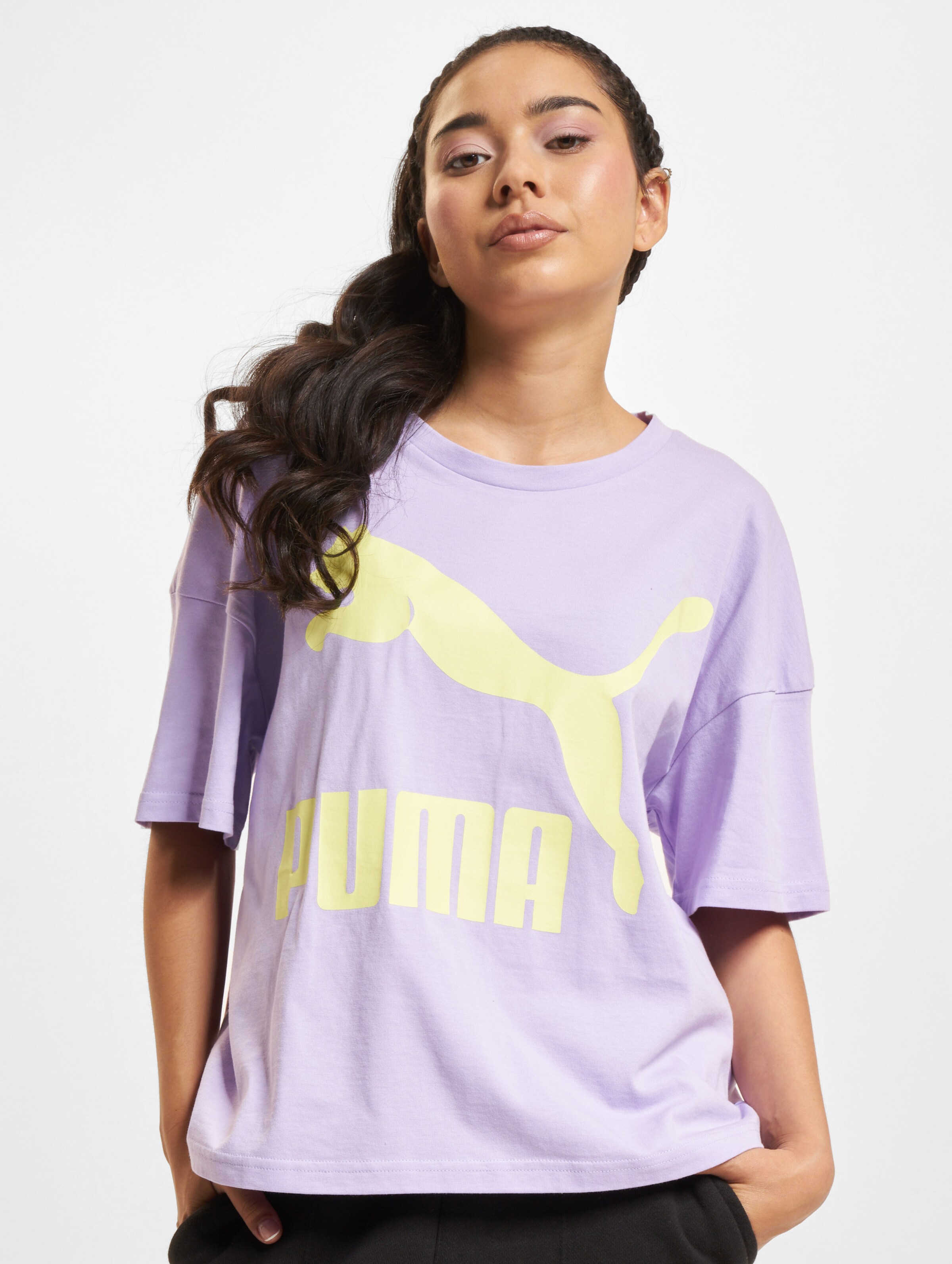 Puma Classics Logo Solid W T-Shirt op kleur violet, Maat L