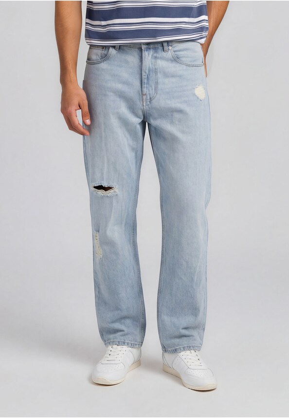 OG Distressed Straight Leg Jeans-0