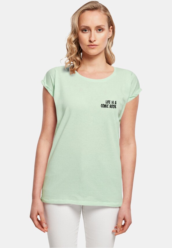 Ladies Book Comic Extended Shoulder Tee-0
