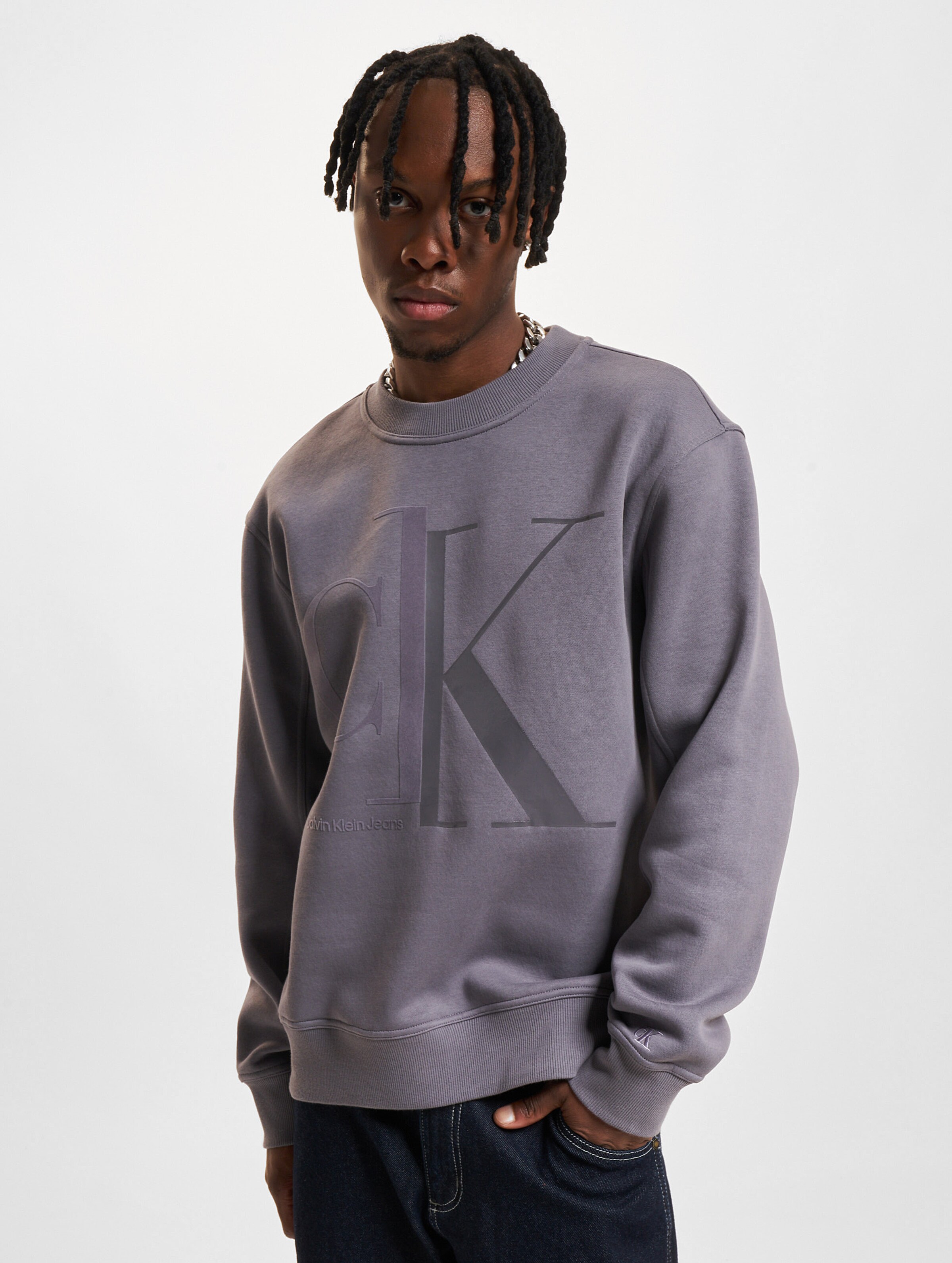 Calvin Klein Jeans Bold Spliced Sweater Mannen op kleur grijs, Maat M