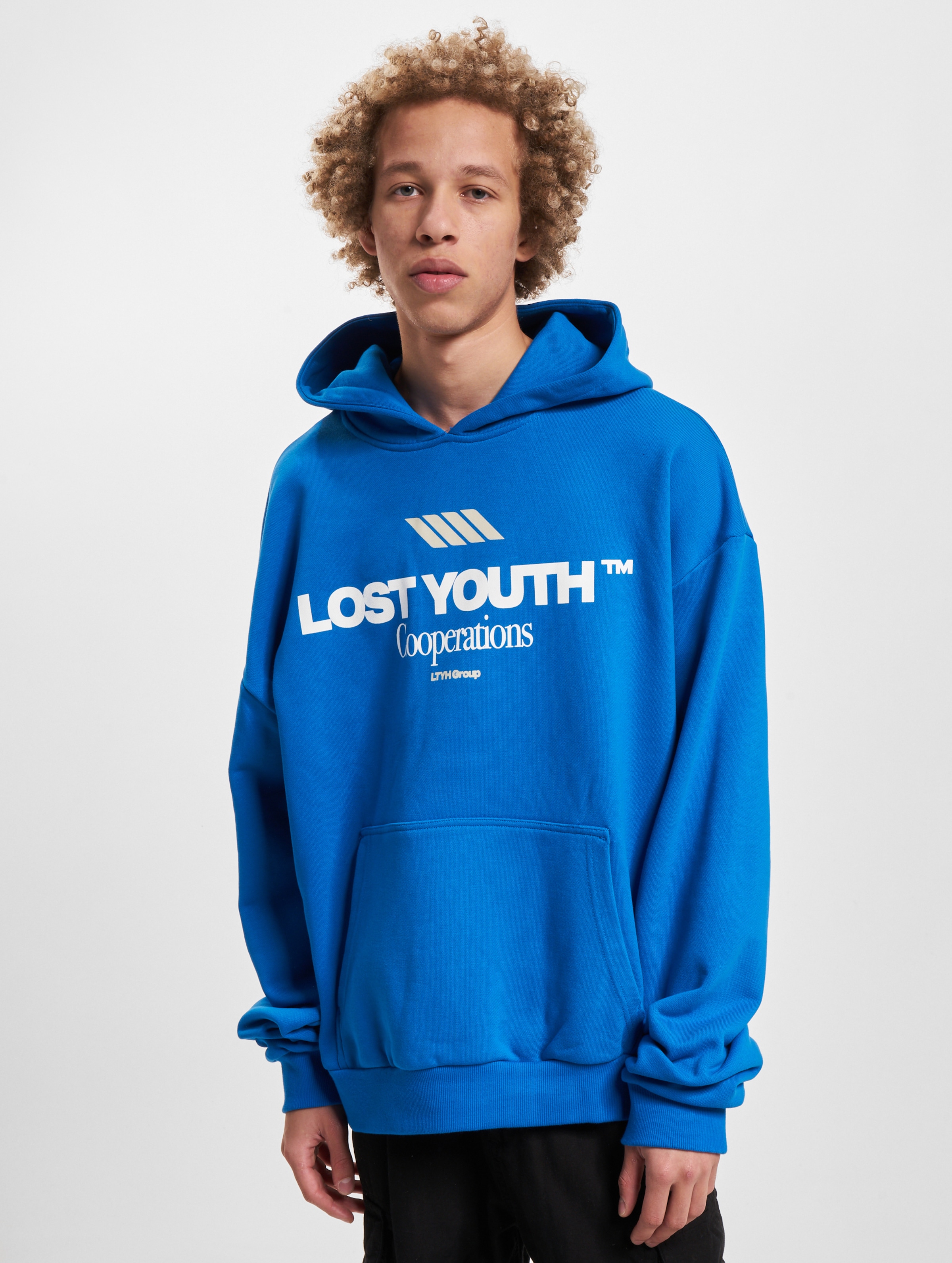 Lost Youth LY HOODY - COOPERATIONS Mannen op kleur blauw, Maat 5XL