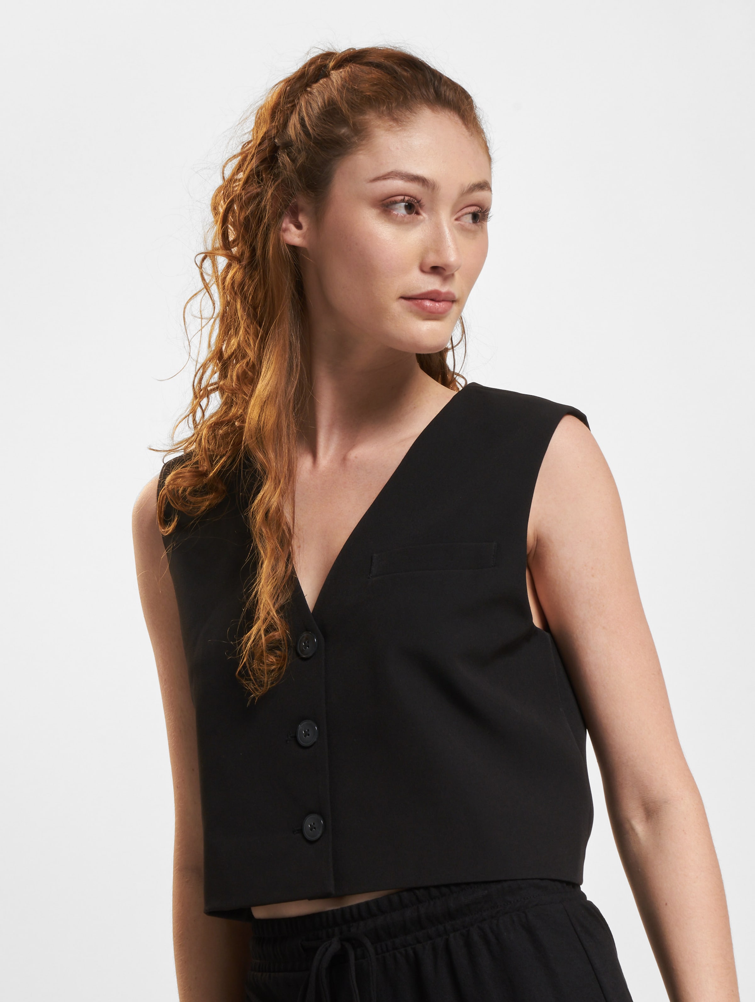 Only Abba Life Sleeveless Tailored Crop Vest Frauen,Unisex op kleur zwart, Maat 40