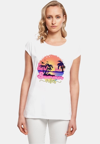 Ladies Summer Vibes Sunset Extended Shoulder Tee