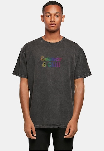 Summer And Chill Rainbow Acid Washed Heavy Oversized Tee