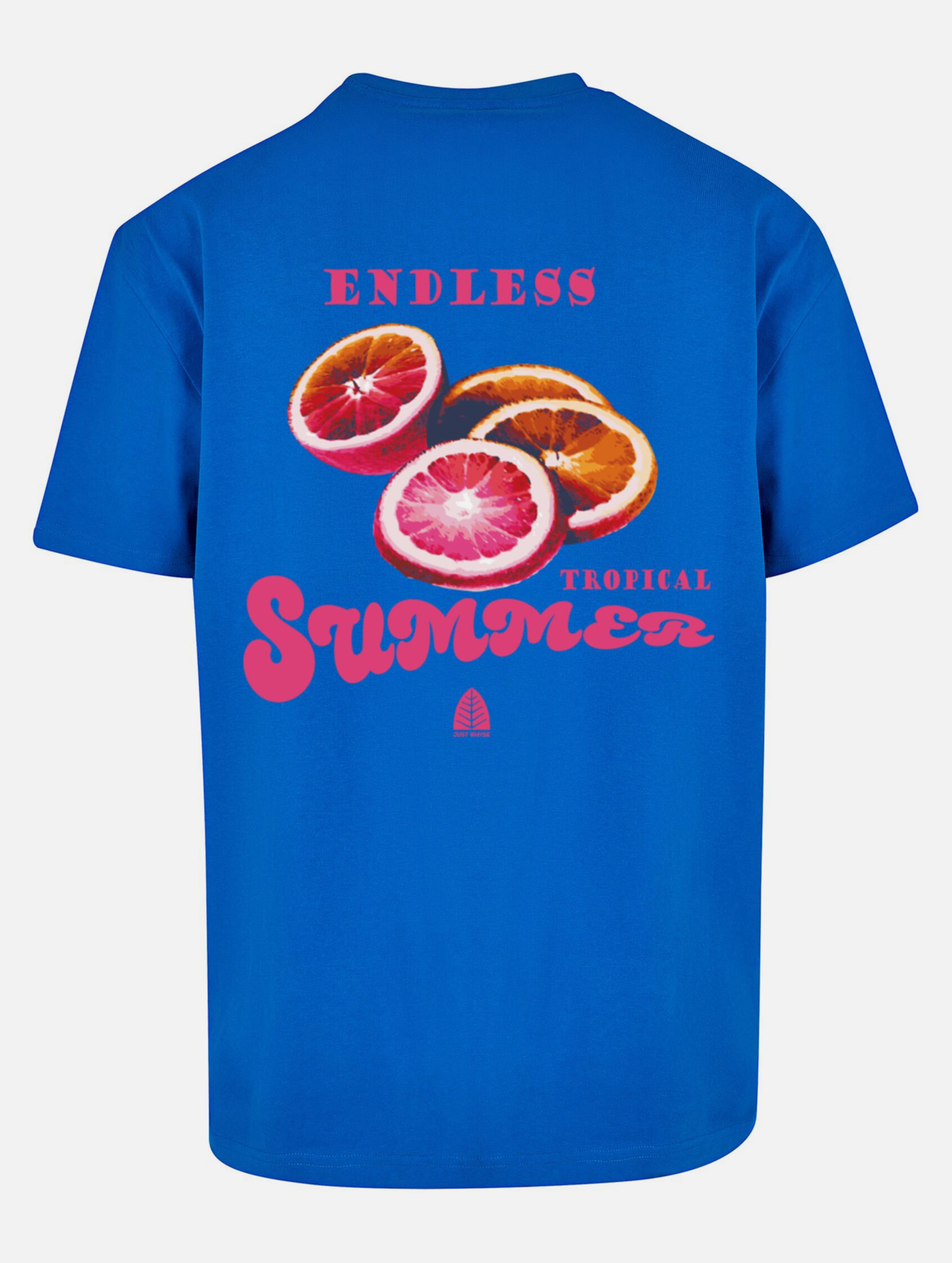 Just Rhyse Pink Oranges T-Shirt op kleur blauw, Maat S