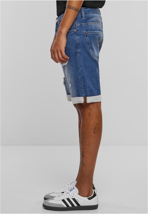 2Y Destroyed Denim Shorts-2