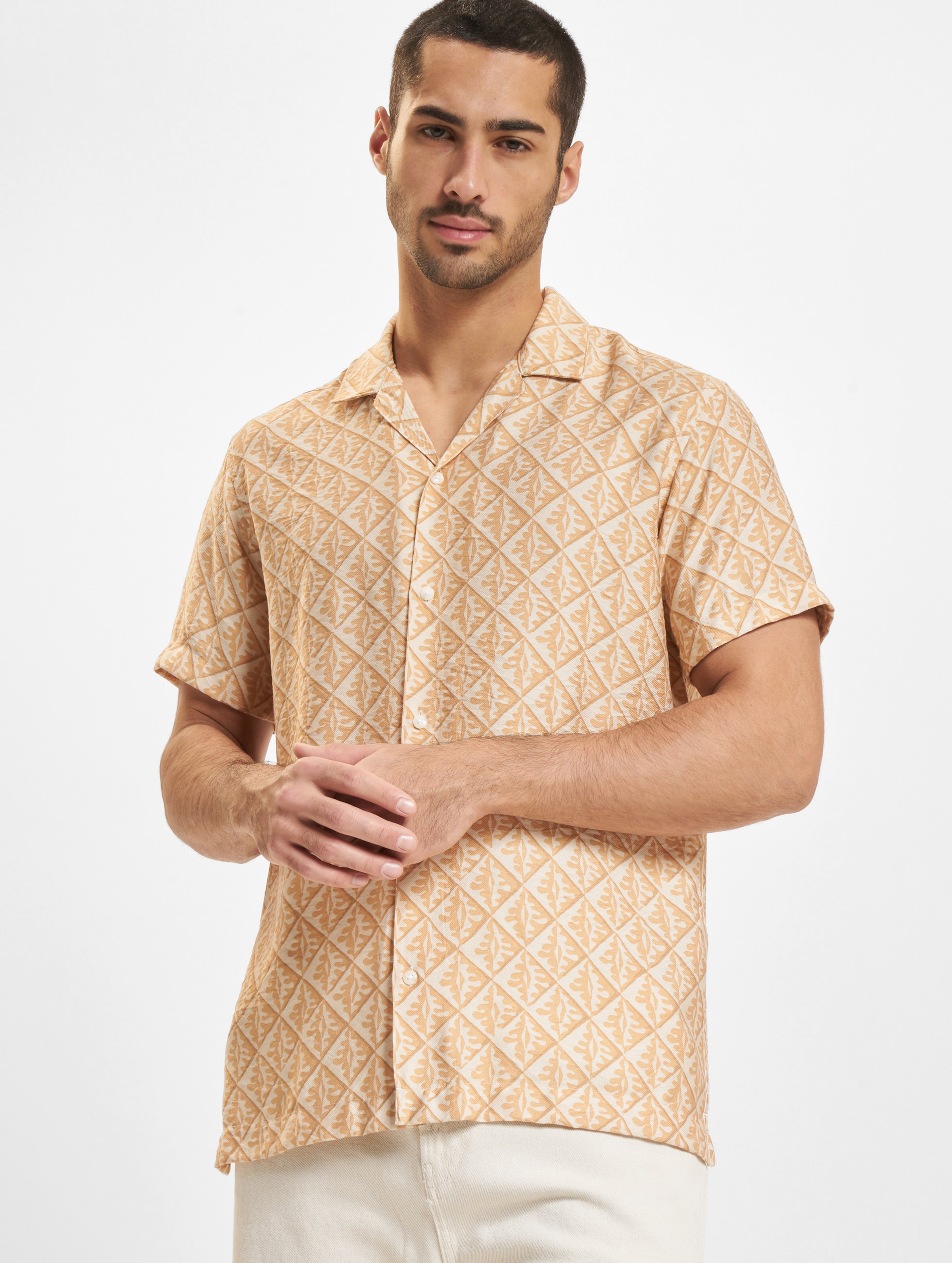 Jack & Jones Blulincoln Print Resort Shirt Männer,Unisex op kleur beige, Maat XXL