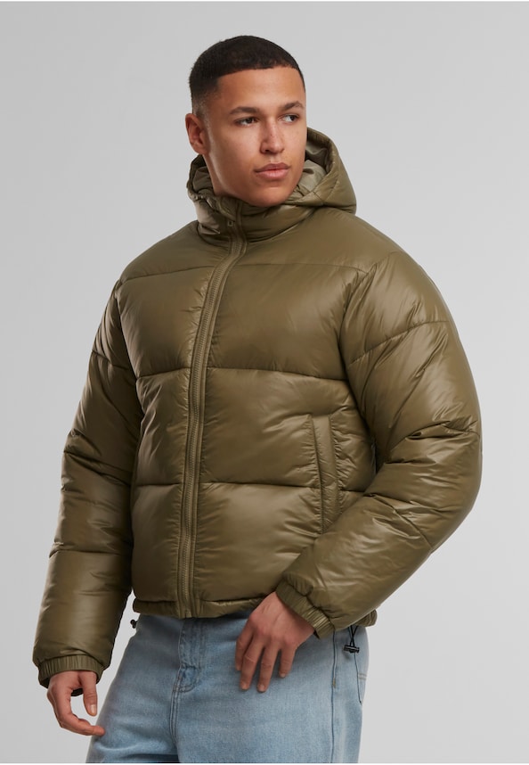 Shiny Puffer Jacket With Hood-0