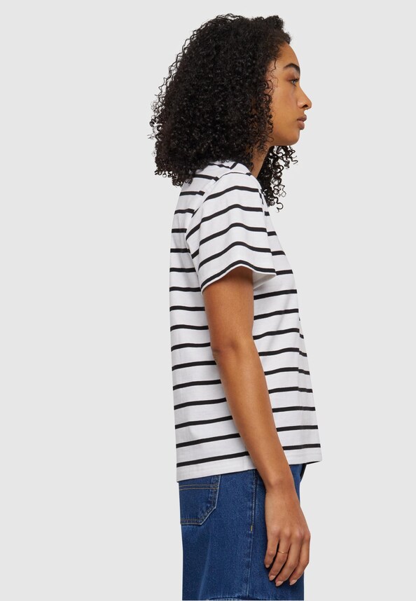 Ladies Striped Boxy Tee-3
