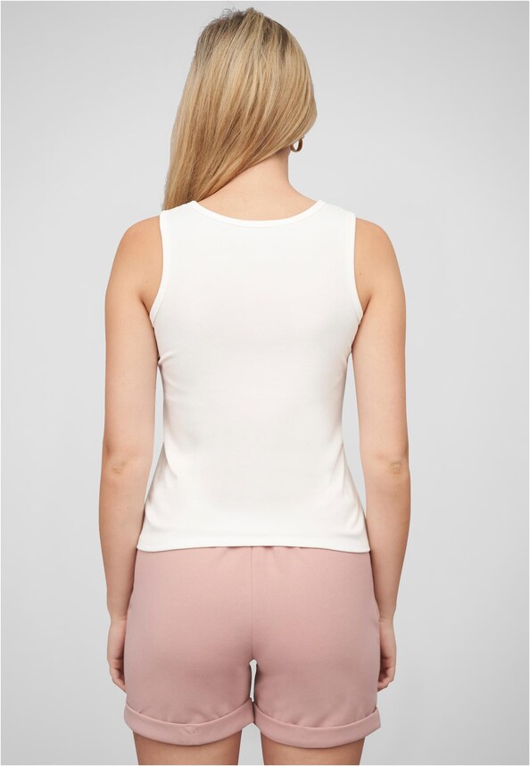 Cloud5ive Damen Ribbed Tank Top mit Knopfleiste und Federprint-1