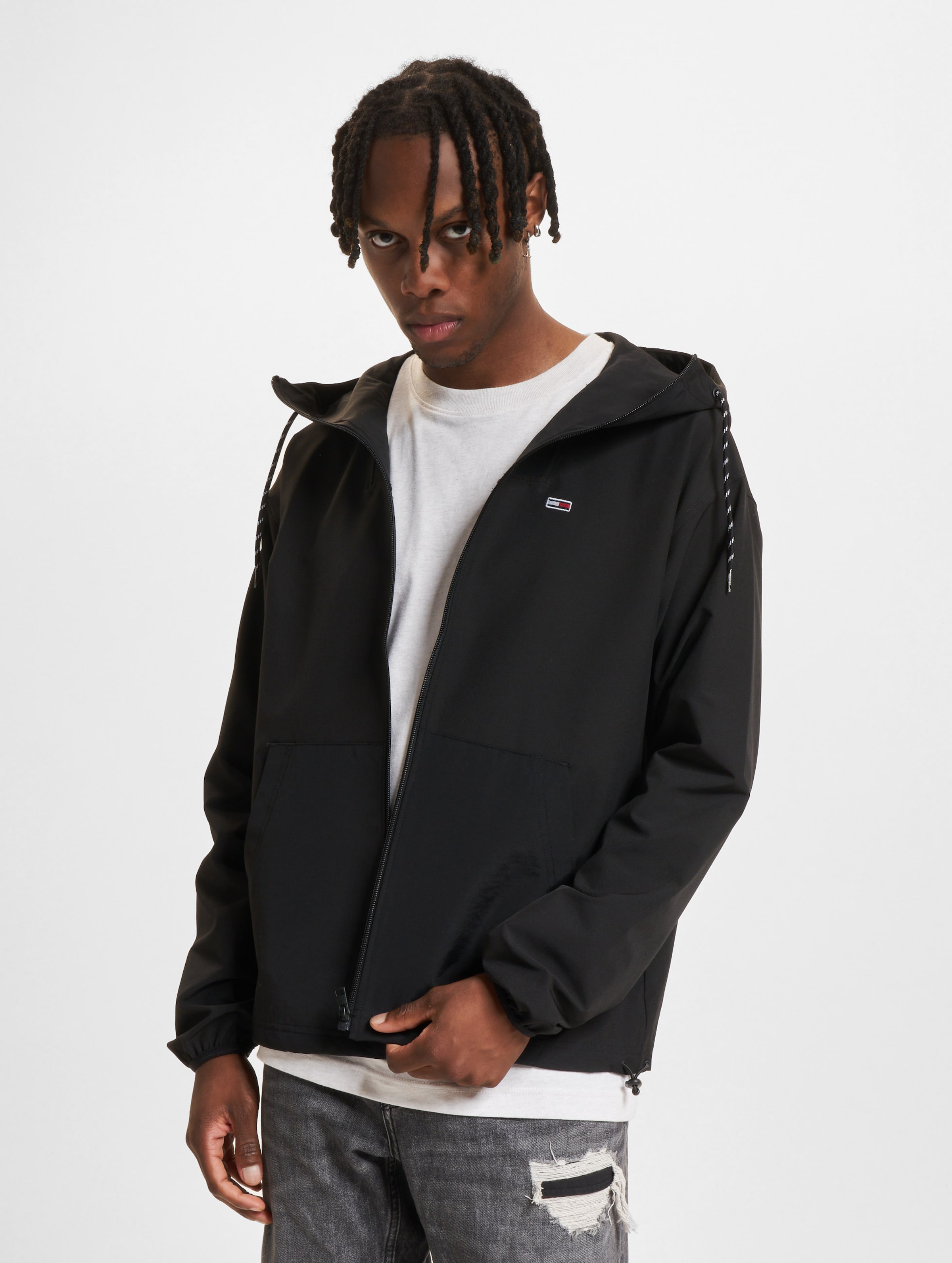 Tommy Jeans Oversized Zip Thru Jacket op kleur zwart, Maat S