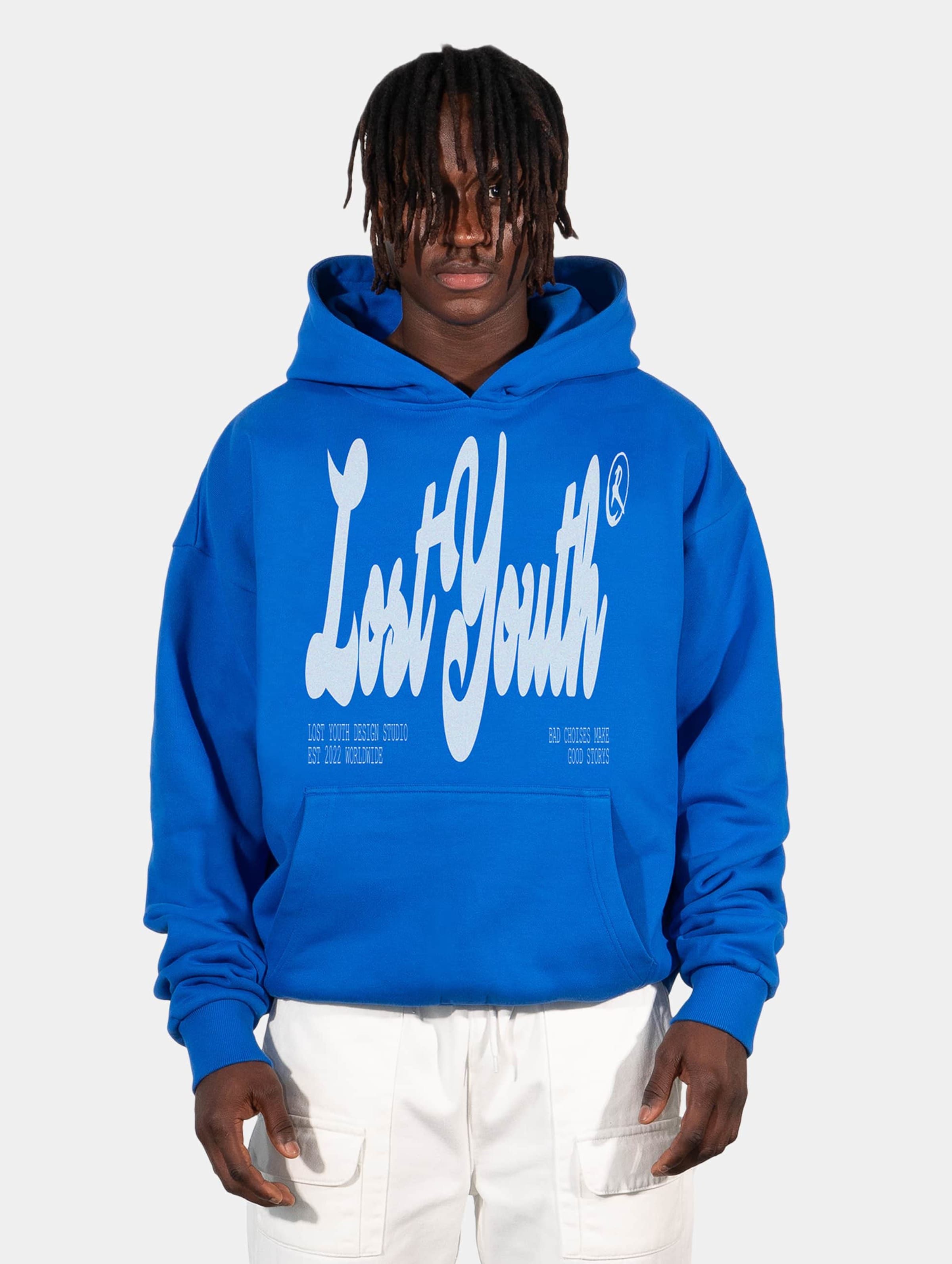 Lost Youth LY HOODIE CLASSIC V.2 Mannen op kleur blauw, Maat XL