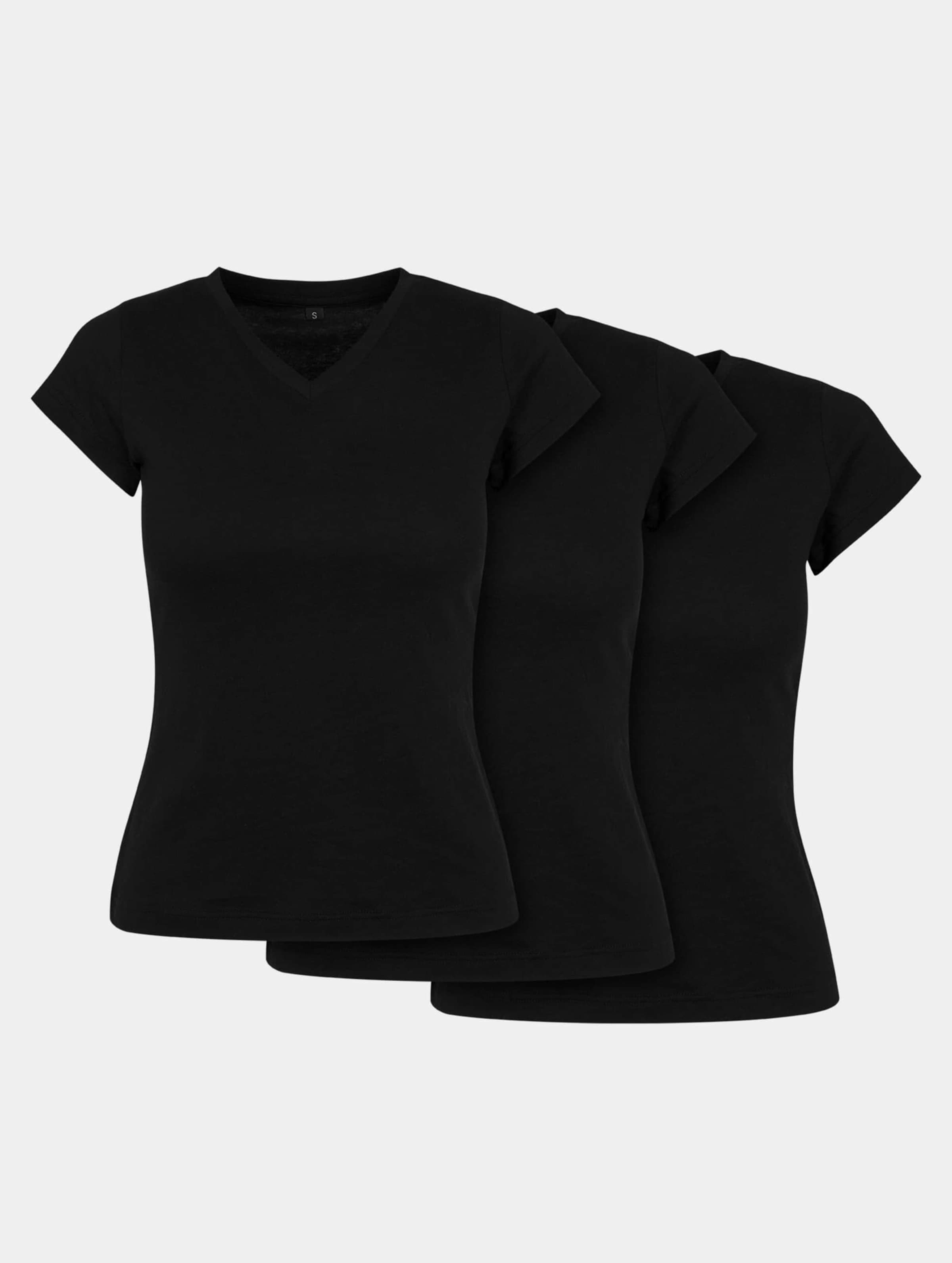 Build Your Brand Ladies Basic 3-Pack T-Shirt Vrouwen op kleur zwart, Maat XL