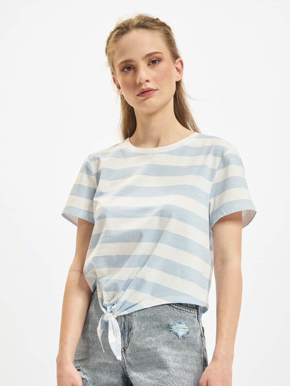 Only May Cropped Knot Stripe T-Shirt Cashmere-2