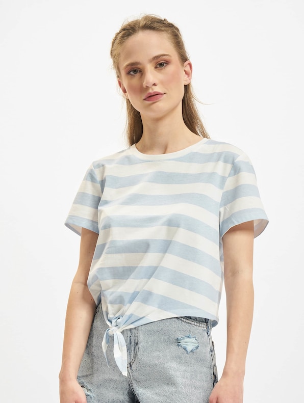 Only May Cropped Knot Stripe T-Shirt Cashmere-2
