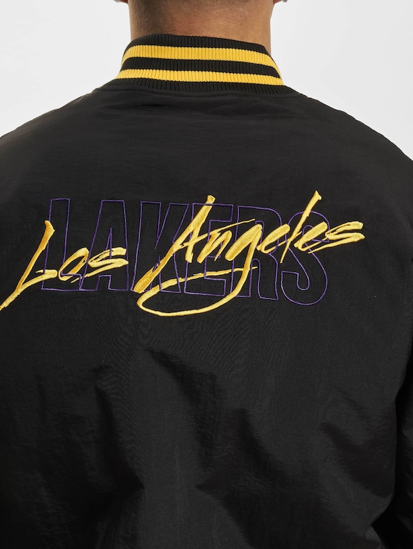 Official New Era NBA Script LA Lakers Black Bomber Jacket B9221_533  B9221_533