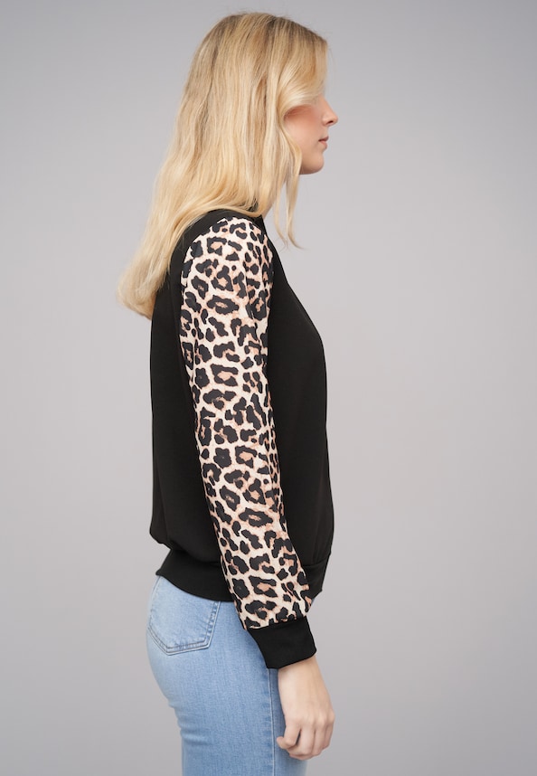 Bomber Jacket 2-Tone Leo Sleeve Print-3