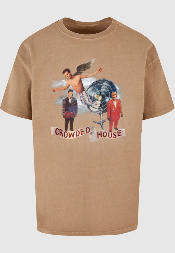 Crowded House - Fan Art Acid Washed Oversize Tee-2