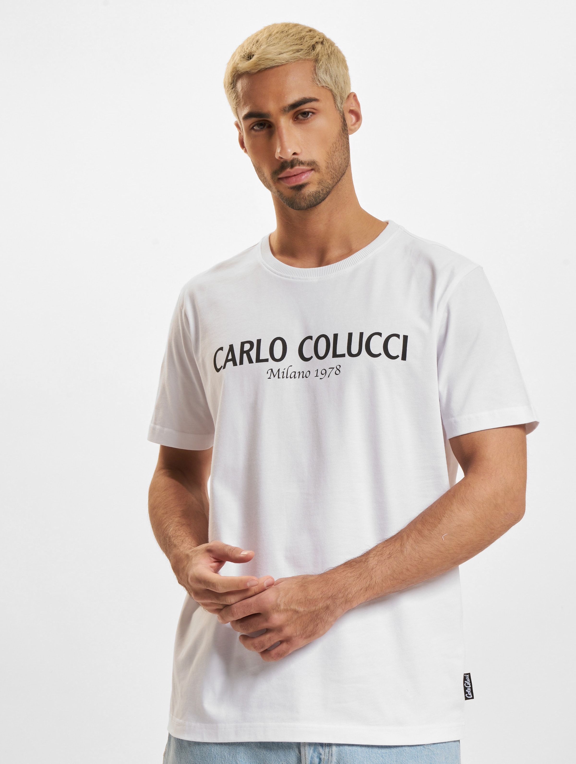 Carlo Colucci Basic T-Shirt Mannen op kleur wit, Maat L