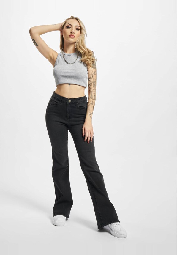 Ladies High Waist Flared Denim -5