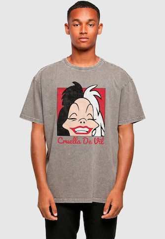 101 Dalmations - Cruella De Vil Head Acid Washed Oversize Tee
