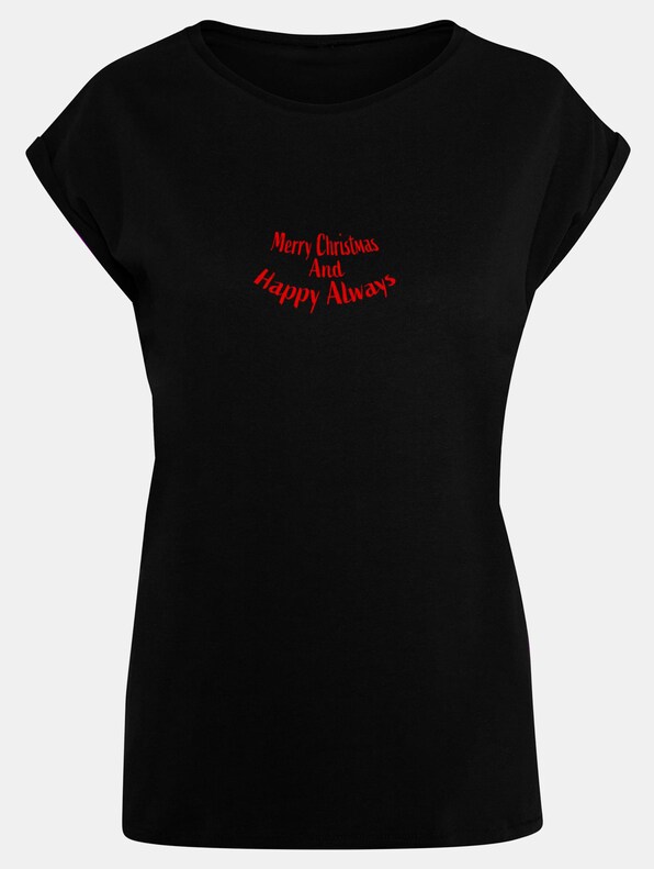 Ladies Merry Christmas And Happy Always Extended Shoulder-2