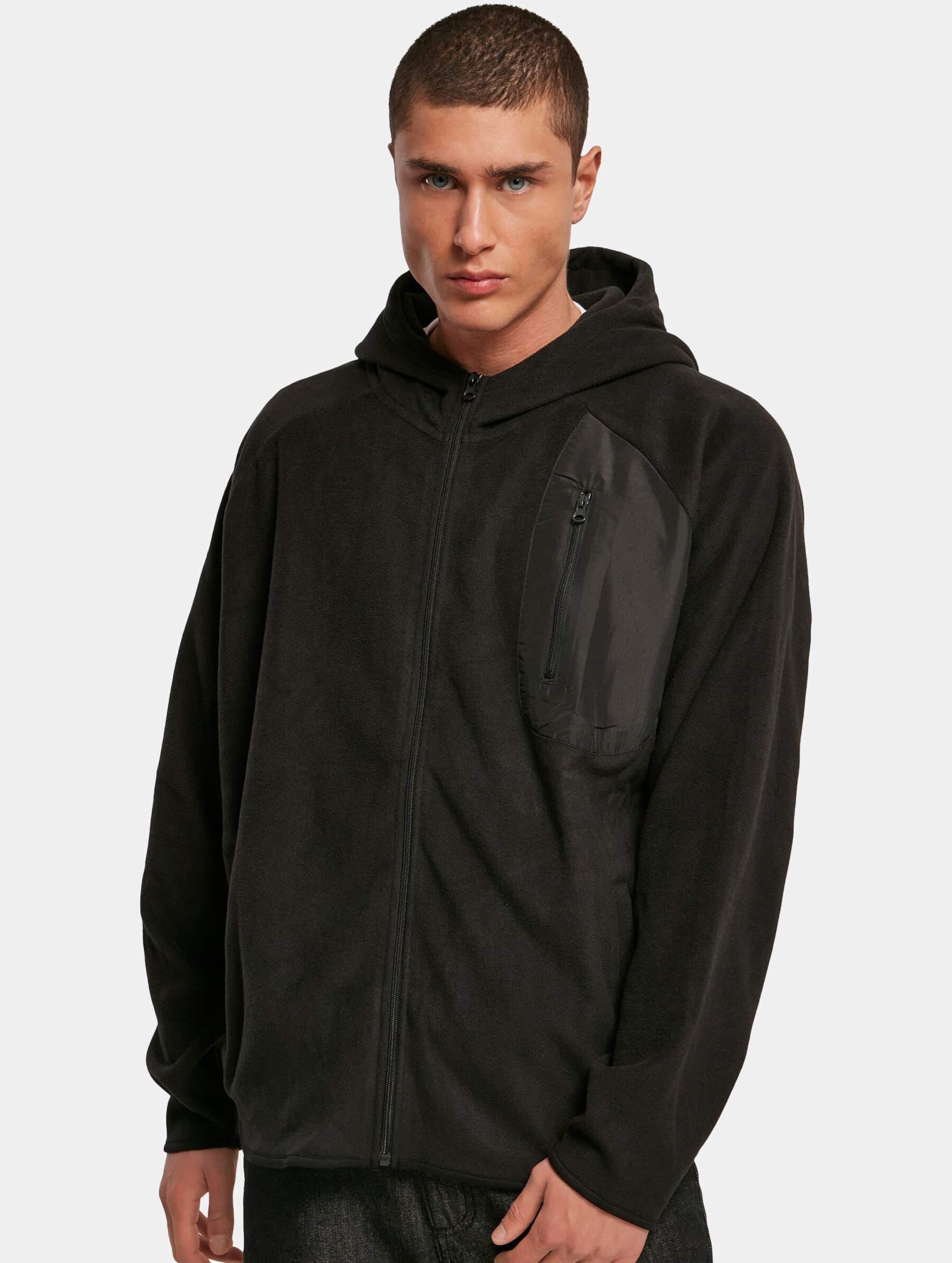 Urban Classics Polar Fleece Zip Hoody Mannen op kleur zwart, Maat XL
