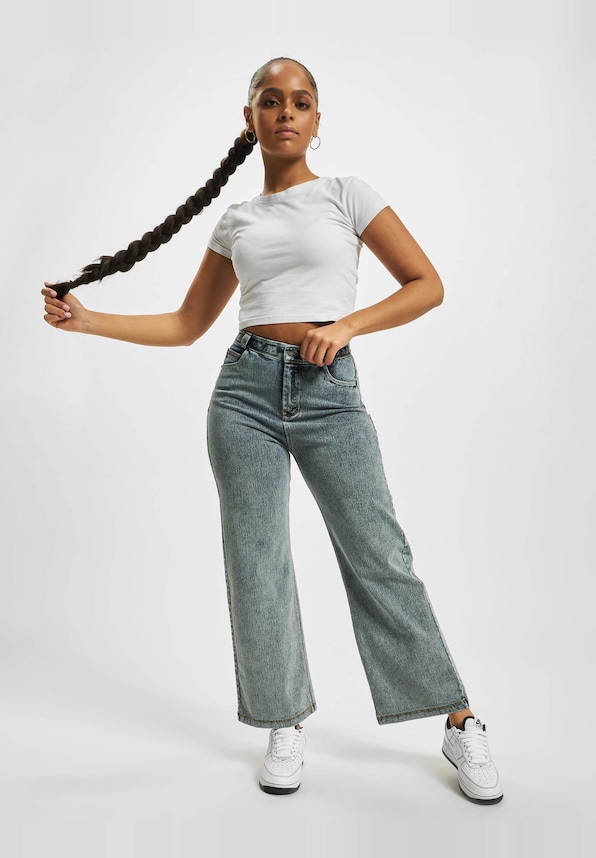 High Waist Wide Leg - Washed Denim-3